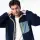 Unisex sherpa jacket with zip -M - Navy and green