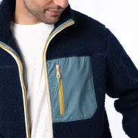 Unisex sherpa jacket with zip XXL Navy
