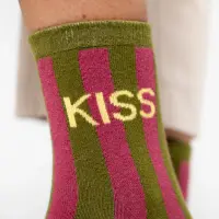 Striped combed cotton socks