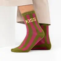 Striped combed cotton socks