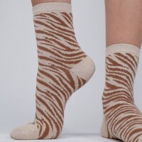 Leopard glitter combed cotton socks White and wine-red