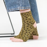 Leopard glitter combed cotton socks White and green