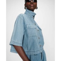 Vita Kurze Oversize Jeansbluse in Stripedblue