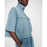 Vita Kurze Oversize Jeansbluse in Stripedblue