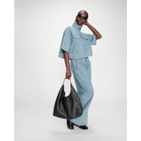 Vita Kurze Oversize Jeansbluse in Stripedblue