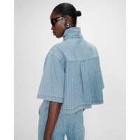 Vita Kurze Oversize Jeansbluse in Stripedblue