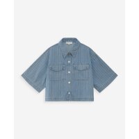 Vita Kurze Oversize Jeansbluse in Stripedblue