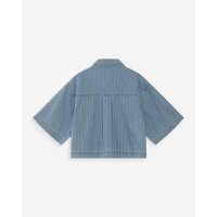 Vita Kurze Oversize Jeansbluse in Stripedblue