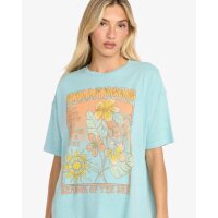 Daylight Blooms - Kurzärmliges T-Shirt mit Screen-Print für Frauen, Misty Blue