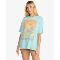Daylight Blooms - Kurzärmliges T-Shirt mit Screen-Print für Frauen, Misty Blue