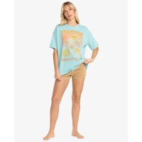 Daylight Blooms - Kurzärmliges T-Shirt mit Screen-Print für Frauen, Misty Blue