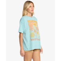Daylight Blooms - Kurzärmliges T-Shirt mit Screen-Print für Frauen, Misty Blue